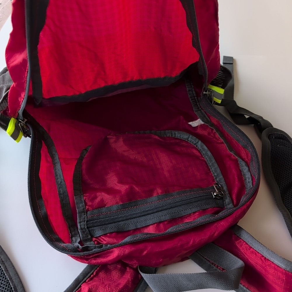 HIKPRO Red & Gray Durable Lightweight Packable Backpack Water Resistant