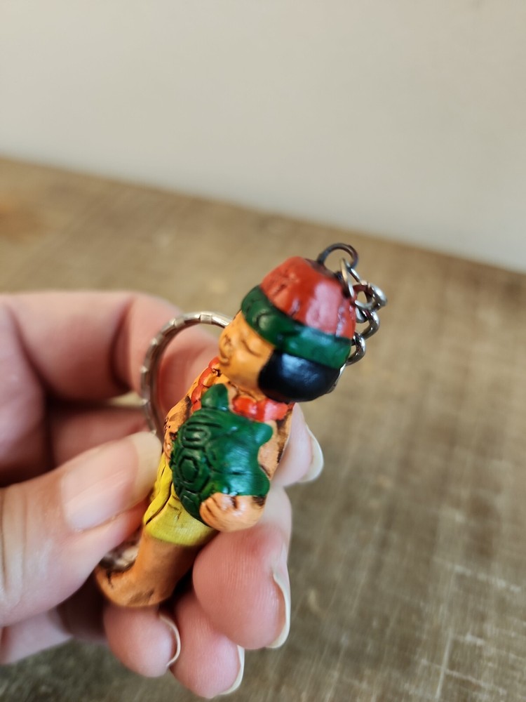 Keychain Peru Native Holding Turtle Souvenir Collectable