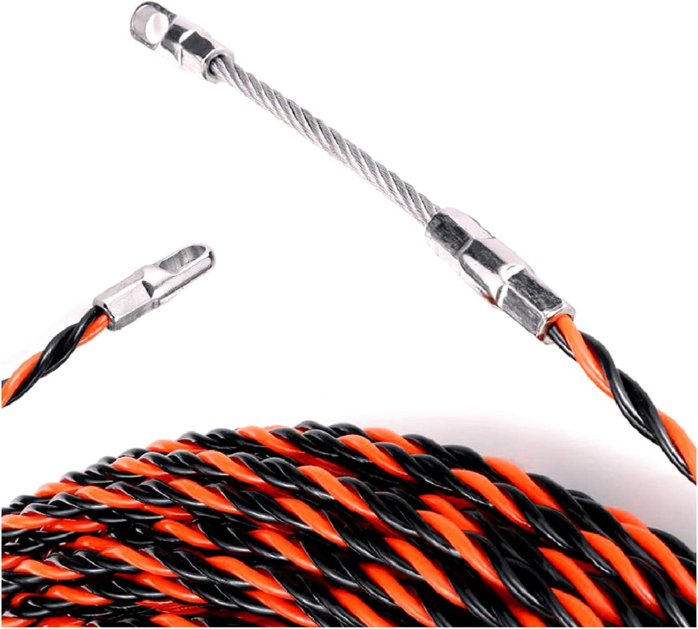 1/5" 50Ft Fish Tape Cable Puller Cable Rods Kit 15M PET Electrical Cable Puller