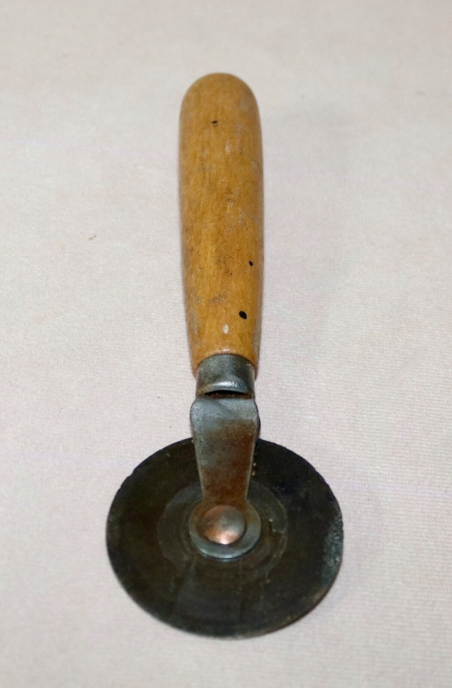 Fabric Cutting Tool 2” Diameter Wood Handle - Vintage