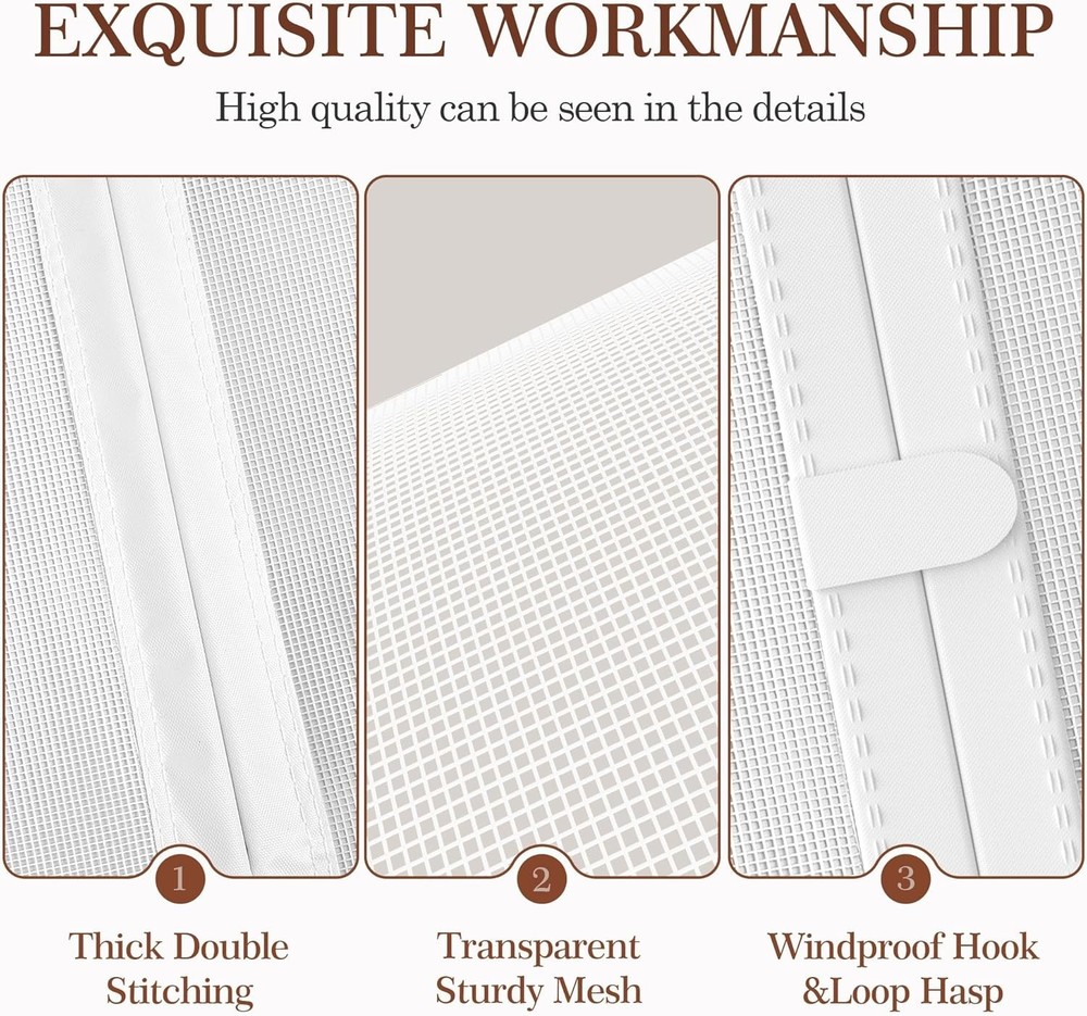 White Polyester Screen Door - Double Door Design