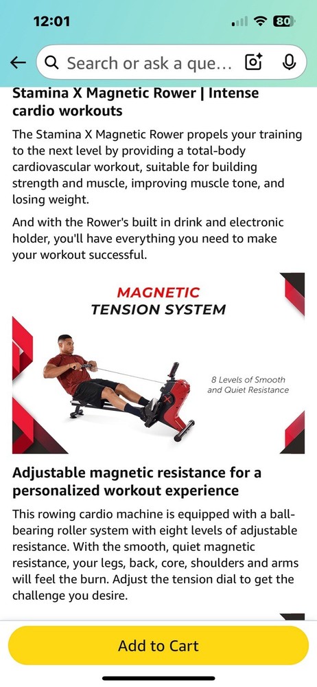 Stamina 35-1102BR Magnetic Rowing Machine
