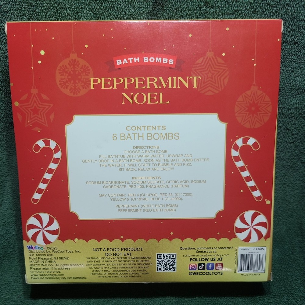 Peppermint Noel Bath Bombs - 6 count