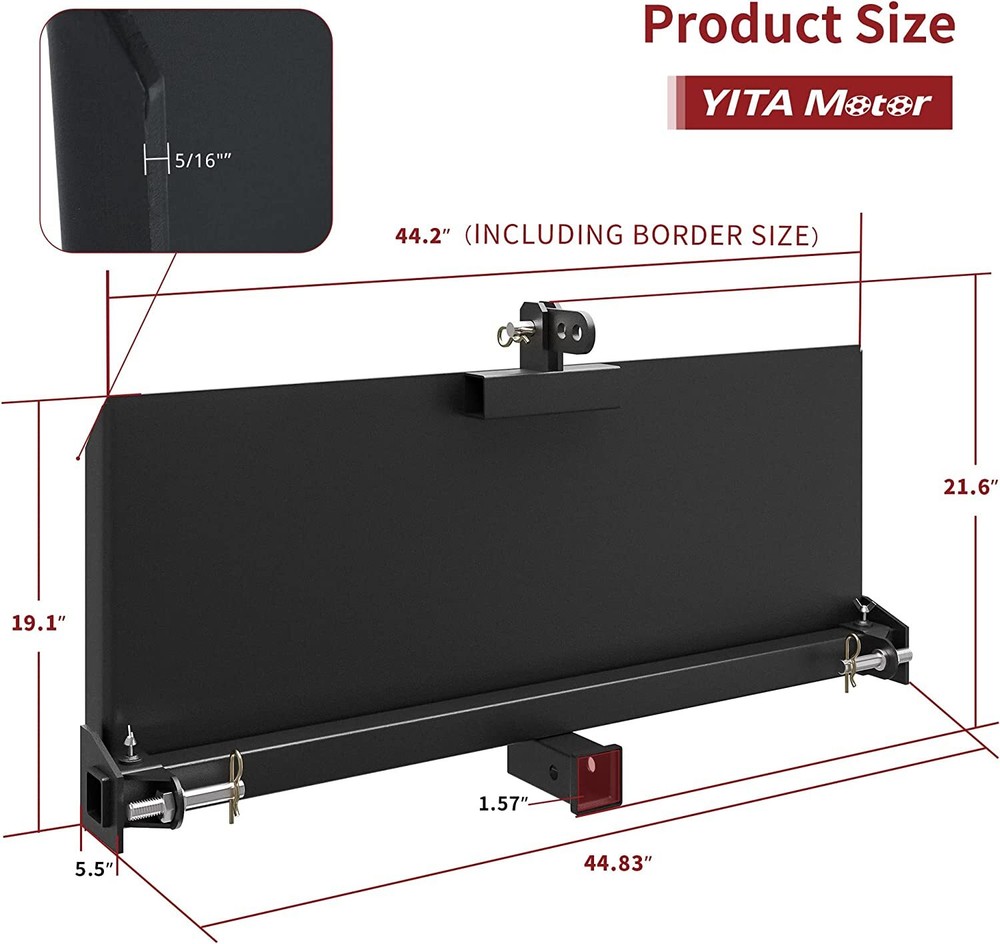 Quick-Attach 5/16" 2" Receiver Hitch with Width Adjustment for Loading Tractors