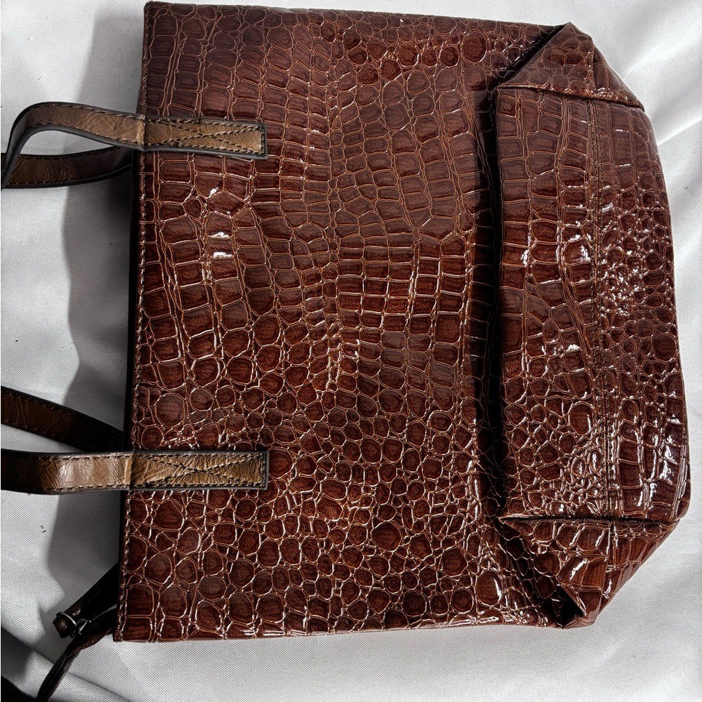 Jaclyn Smith Rich Brown Croc-Pattern Tote