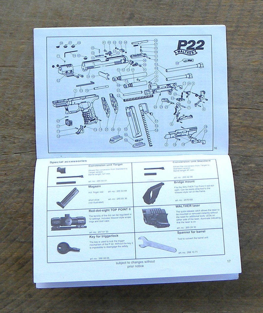 Walther P22 Operating Instructions Manual, Dec 2008