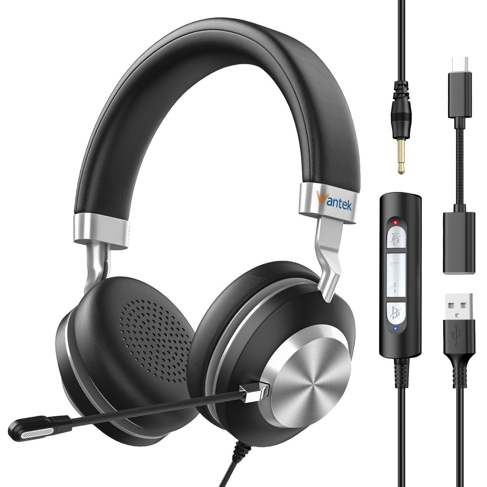 Wantek USB Headset with Microphone for PC Laptop, Adjustable Noise Cancelling