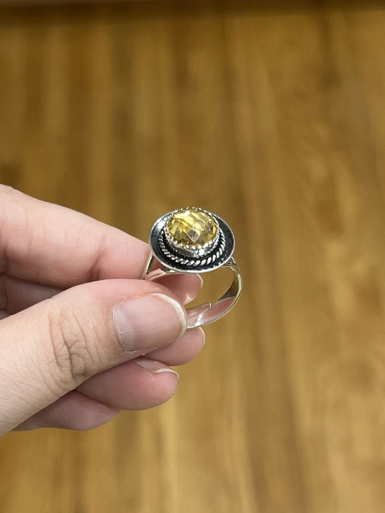 Citrine Sterling Silver Adjustable Ring