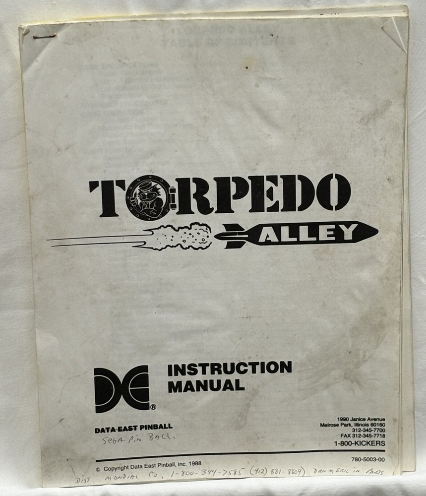 ORIGINAL-DATA EAST-TORPEDO ALLEY-INSTRUCTION MANUAL