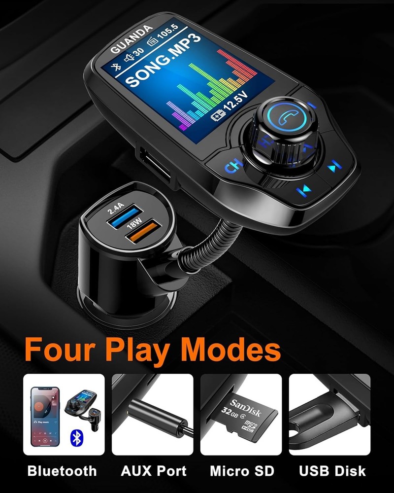 4-in-1 Bluetooth Car Transmitter with Hands-Free Call