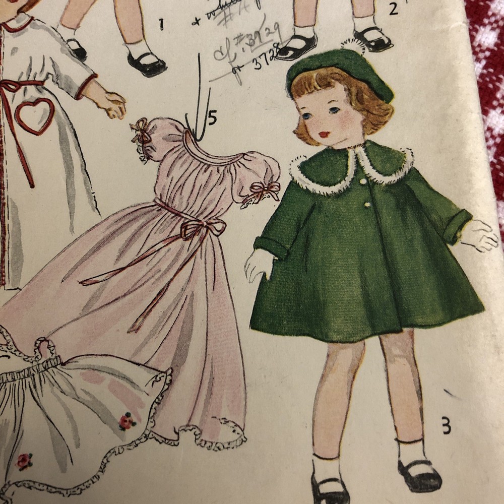 Vintage 14” Doll Clothes Pattern W Instructions 1950’s