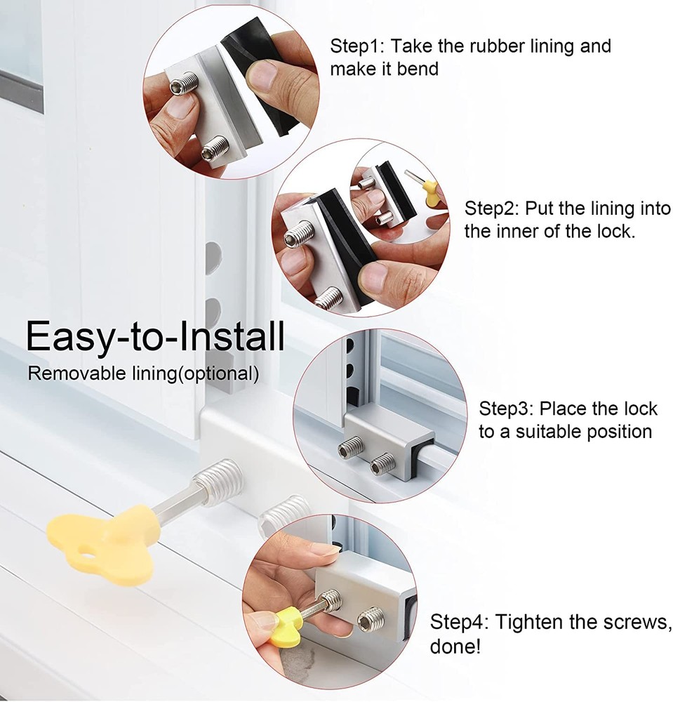 Window Locks, 8 Sets Sliding Security Window Lock with Key for Vertical & Hor...