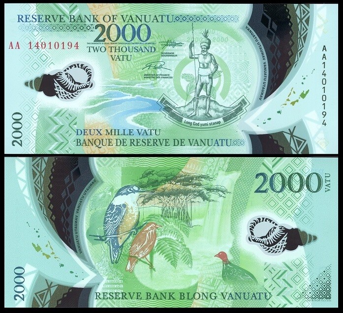 Vanuatu - 2000 Vatu 2014 UNC P. 14 Polymer s. AA Lemberg-Zp