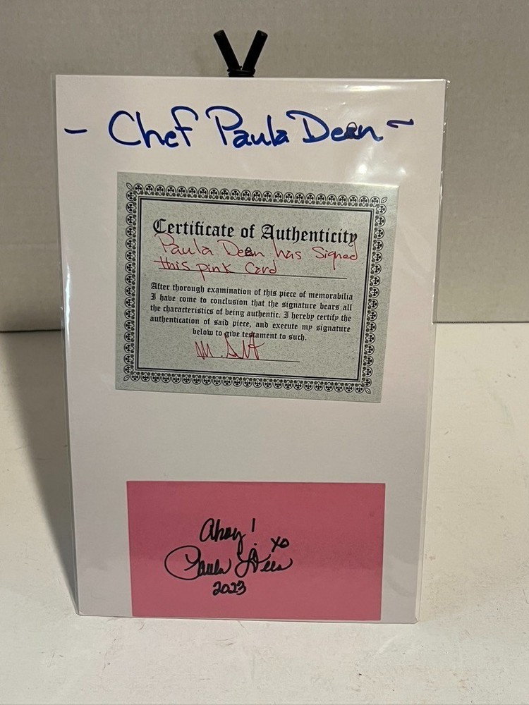 Paula Deen Hand Signed Index Card Chef
