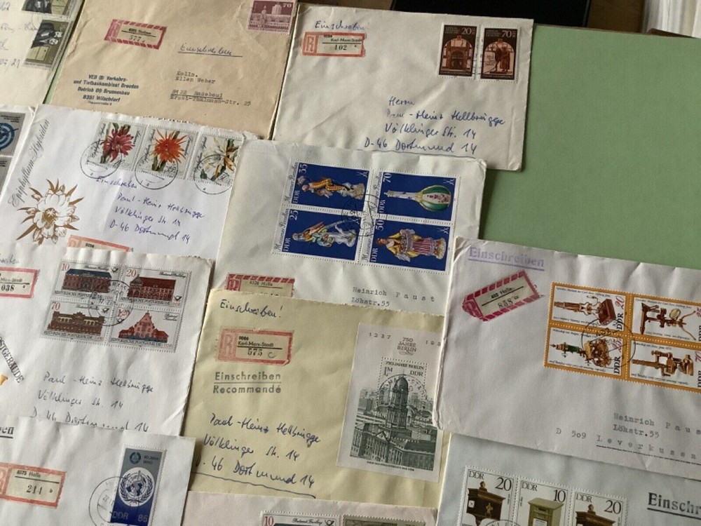 German Democratic Republic 14 registered postal stamps covers Ref A1686