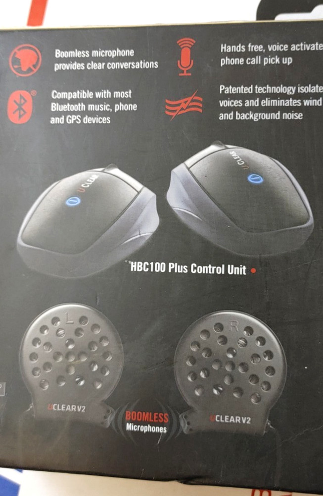UCLEAR HBC100 PLUS Dual Pack Bluetooth Helmet Comms Clear V2 BITwave Boomless