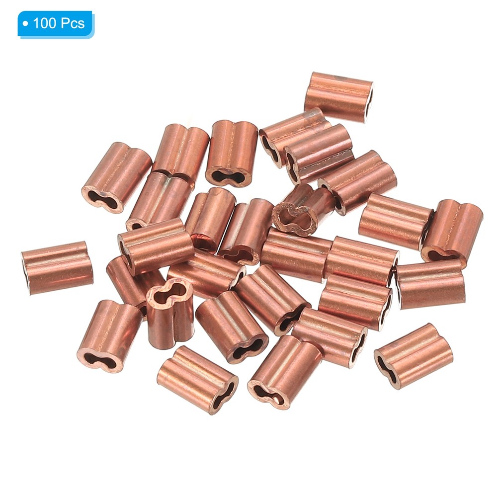 100Pcs M1.2(3/64") Copper Crimping Loop Sleeve Rope Loop Sleeve Cable Crimps