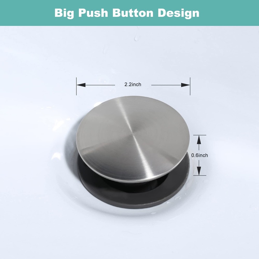 Bathroom Sink Drain Without Overflow, ARCORA Brushed Nickel-1 Pack