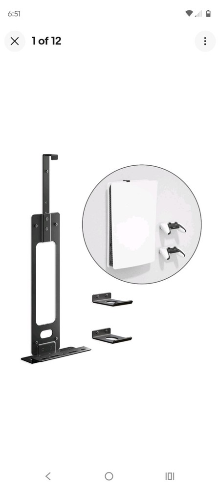 Upgraded Adjustable Console Holder Wall Mount for PS5 Black Gaming Stand for