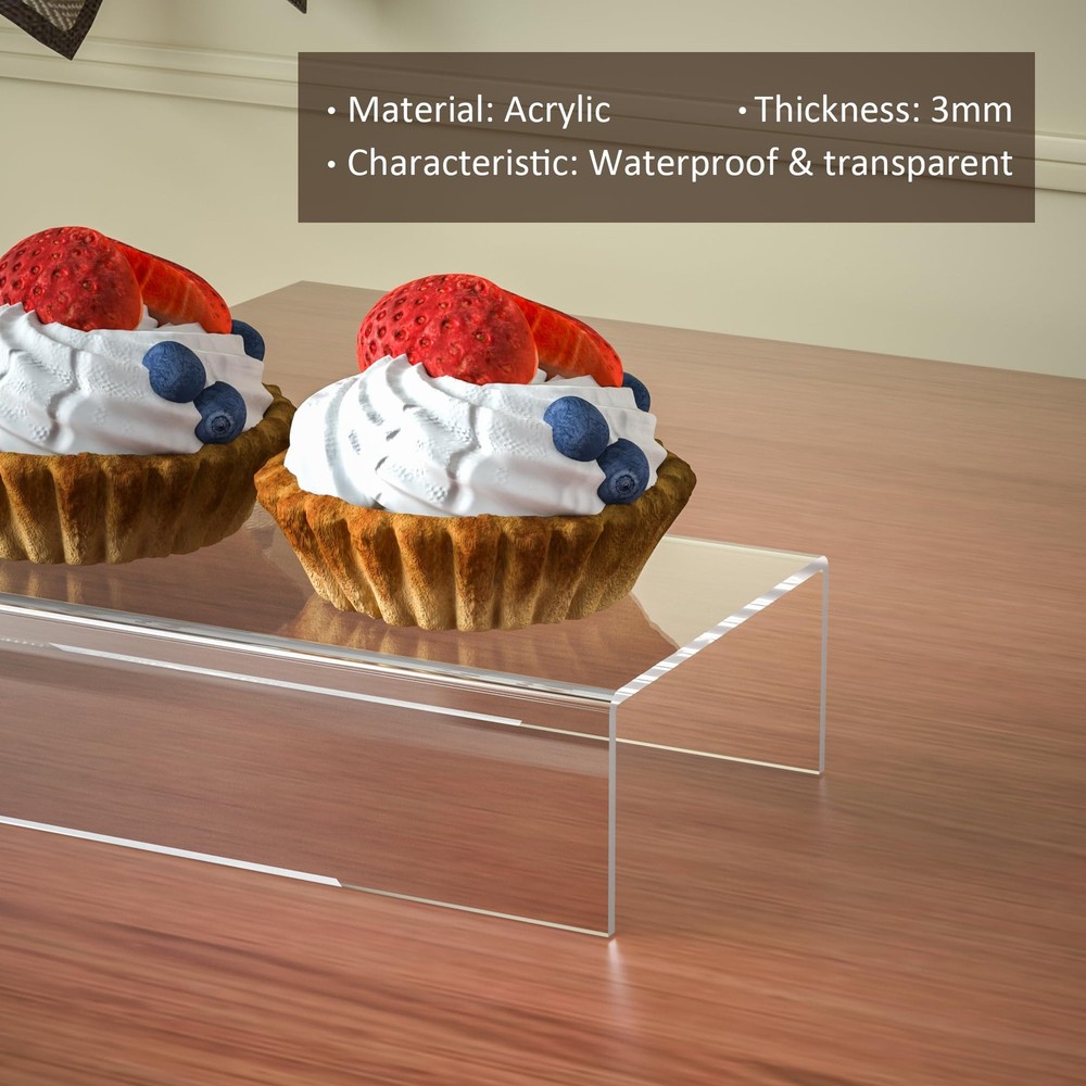 Sezanrpt Clear Riser Display Shelf 3pcs, Desktop Rectangular Acrylic