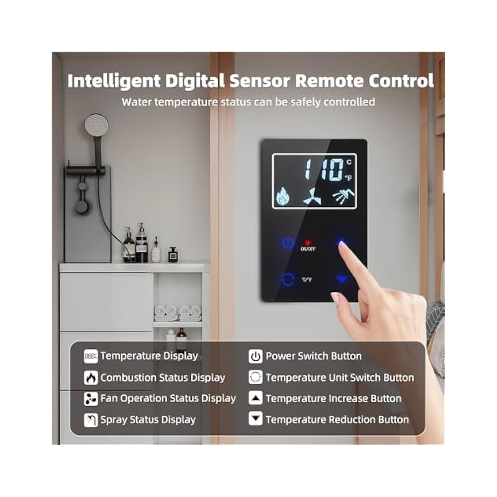 RV Tankless Heater, Fast Hot Water, 55000 BTU, 12V DC, Ideal for Showers