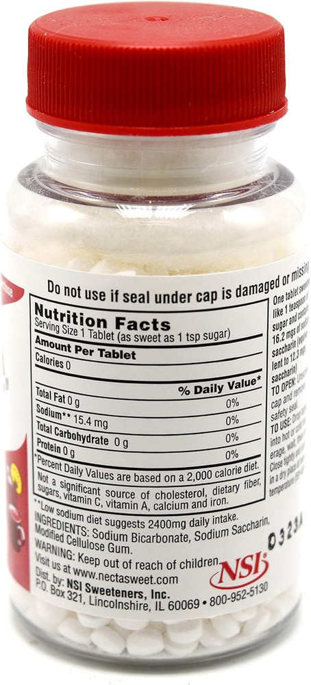 Saccharin Sugar Substitute 1/4 Grain 1000 Tablets