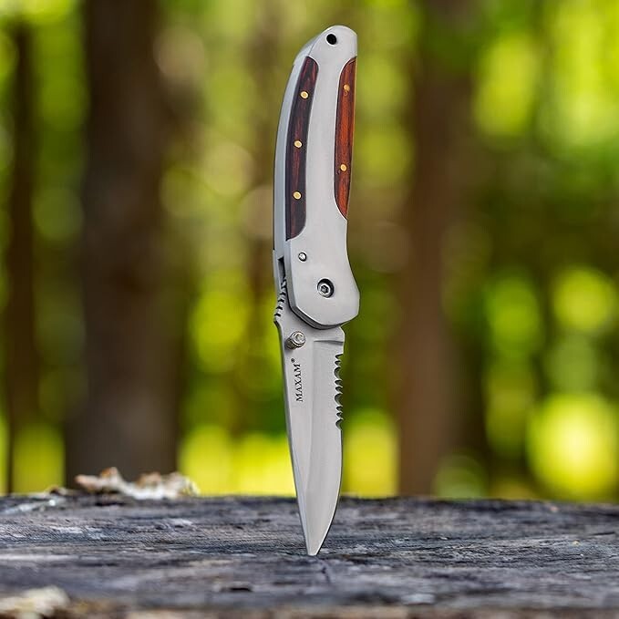 MAXAM Liner Lock Serrated Folding Pocket Knife - 4"