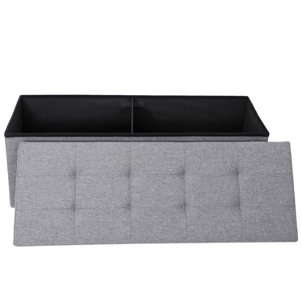 Durable 43" Storage Ottoman Bench Storage Stools Footrest Dark Grey Footstools
