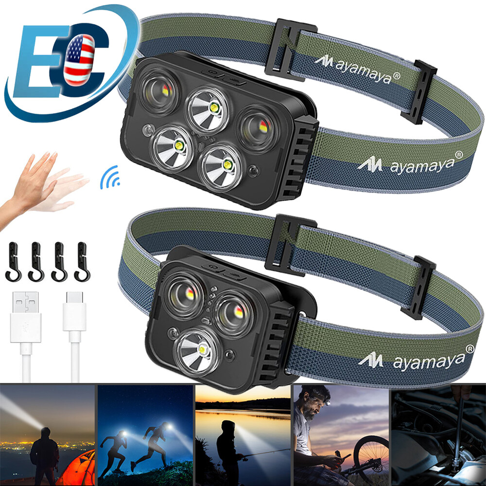 LED Headlamp Waterproof USB Rechargeable Headlight Flashlight Head Torch Lamp