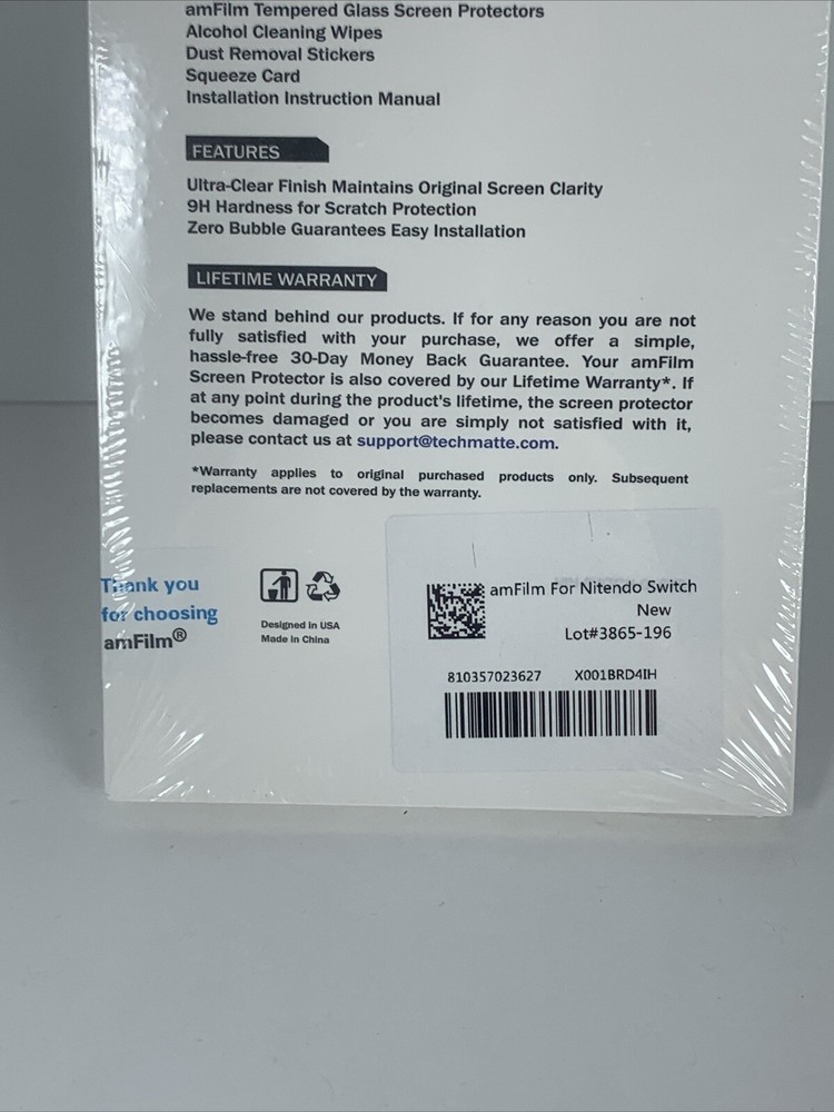 Tempered Glass Screen Protector Nintendo Switch Easy Install Applicator Sealed