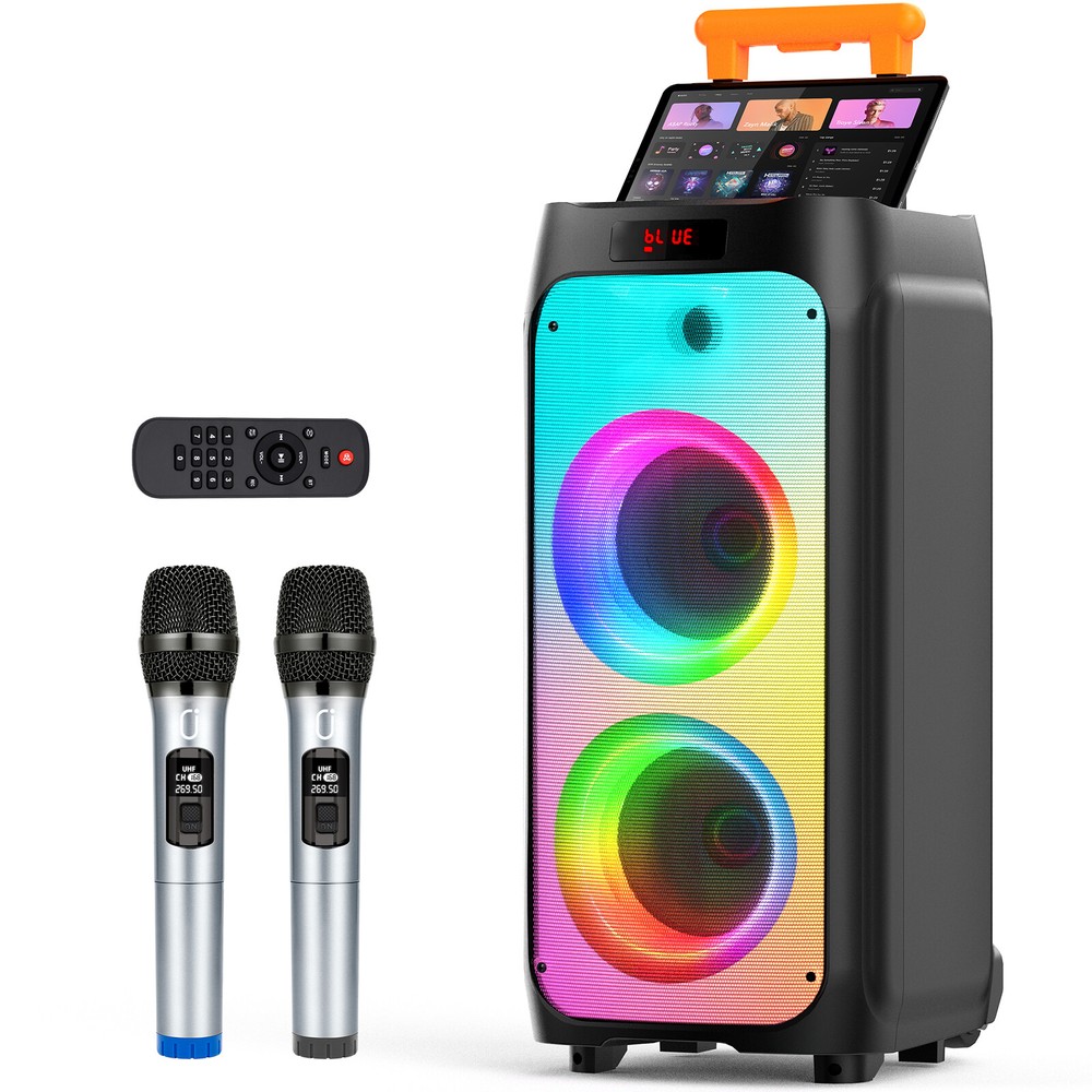JYX Large Party Karaoke Machine+2 Microphone Bluetooth Speaker Long Time Playing