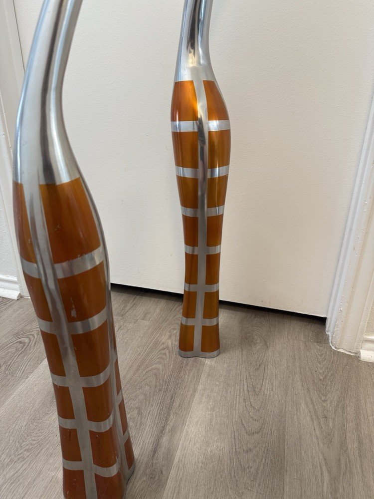 Orange And Silver Vases