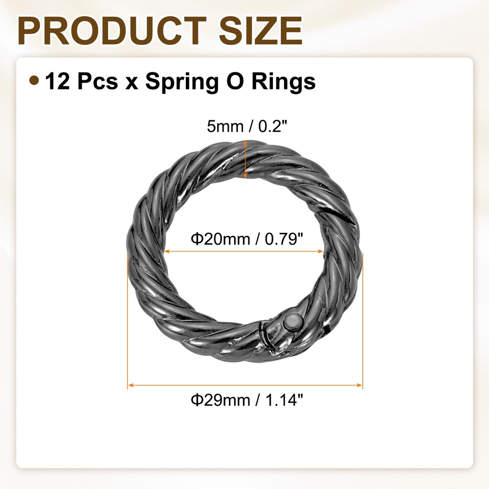 12pcs Spring O Rings 3/4" Round Trigger Metal Snap Hook Key Ring Gun Black