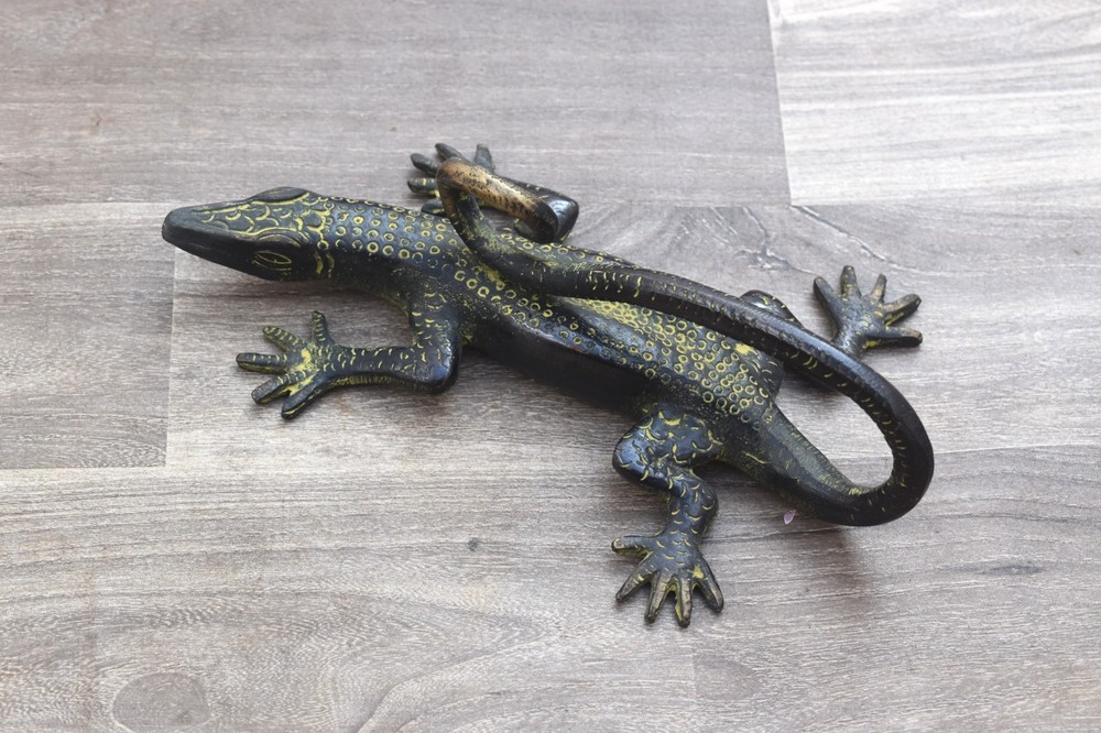 Vintage Brass Door Handle pull Lizard Heavy Gate Pull Handle Table Decor statue