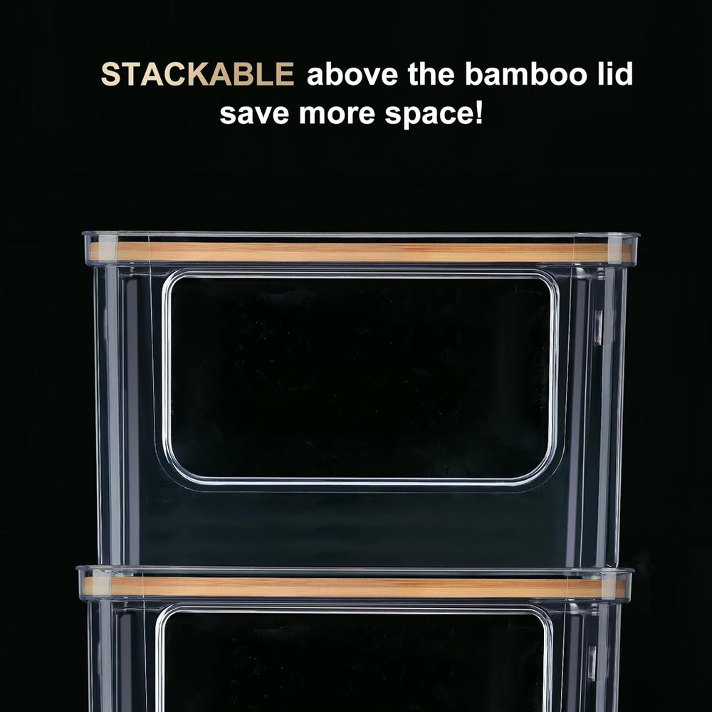Hudgan Stackable Storage with Bamboo Top for Laundry Room Organization, Extra La