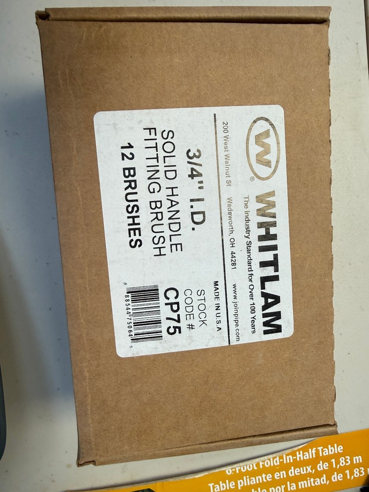 (Box of 12) Whitlam CP75 3/4" Solid Handle Copper Fitting Brushes