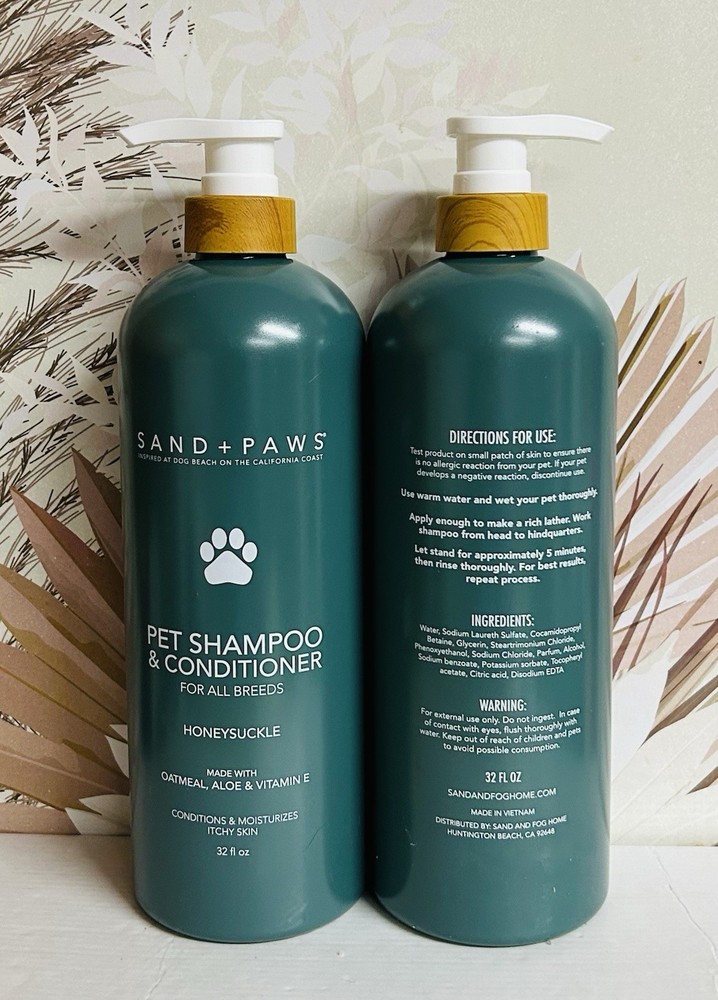 2-Pack Sand + Paws ~ Honeysuckle Pet Shampoo & Conditioner 32 fl oz Each