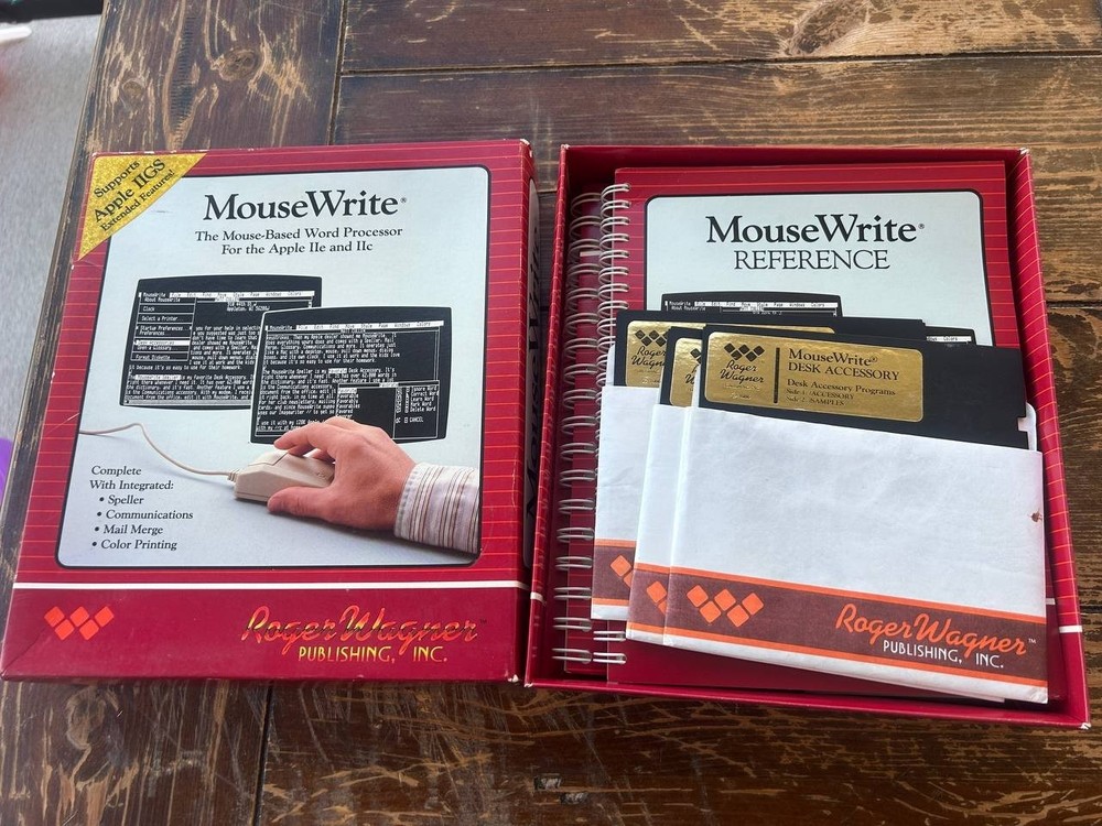 MouseWrite Word Processor Apple II/IIC Box Manuals Disks Roger Wagner