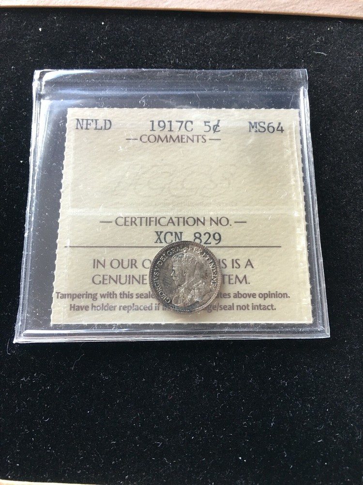 1917c  Newfoundland,  ¢5 Cent, ICCS Graded, **MS-64**
