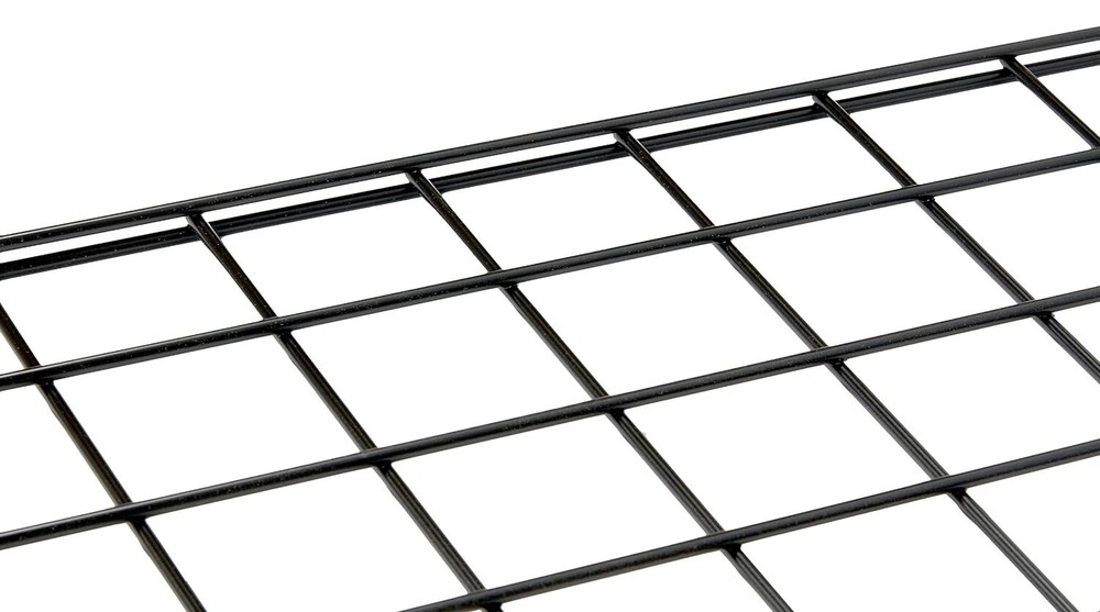 Wire Grid Triangle Tower Display Rack Casters Rolling Castors Black 2' x 5 ½' H