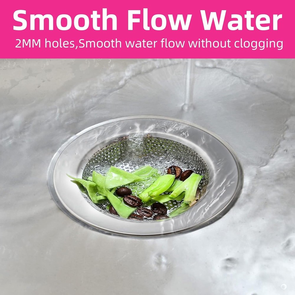 Upgraded 2 Pack Kitchen Sink Strainers - Safe, Durable Stainless Steel Design