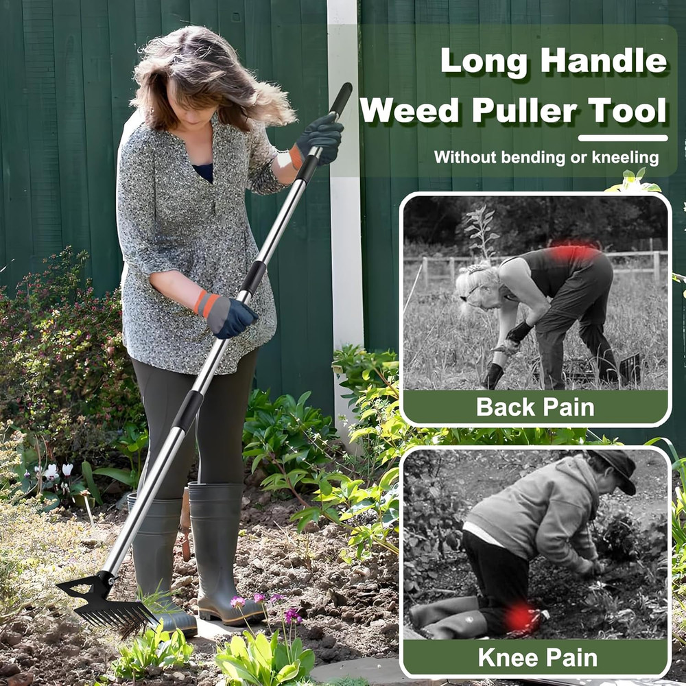 Weed Puller Tool with Long Handle, 60" Manual Weeder Remover Tool, 2 in 1 11