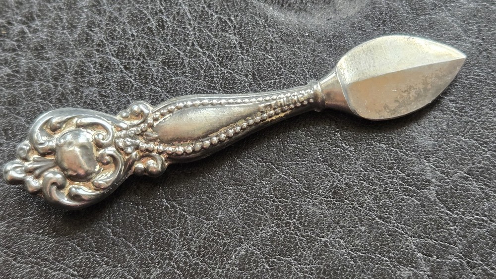 Tiny sterling silver INK SCRAPER shovel spoon 6cm writing calligraphy ornate
