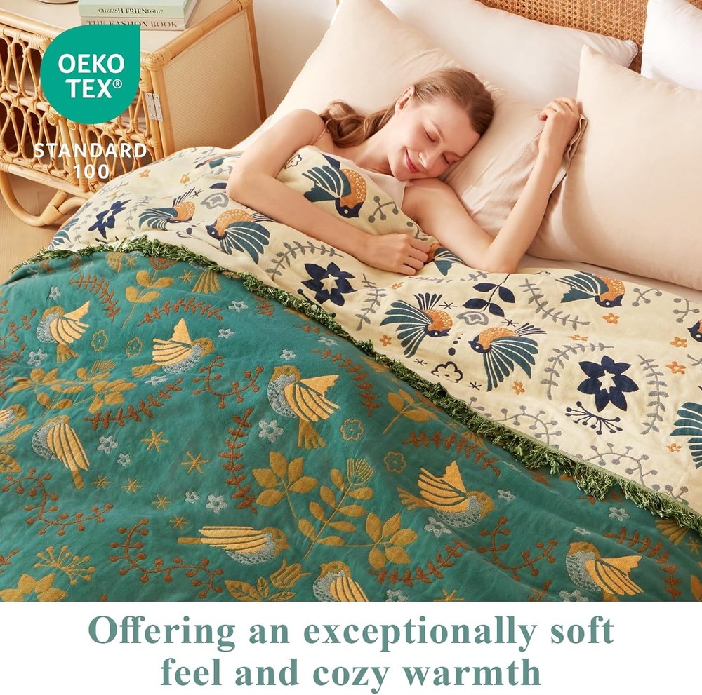Boho Throw Blanket 100% Cotton Soft Throw Blanket Bed 90"x90" Reversible New