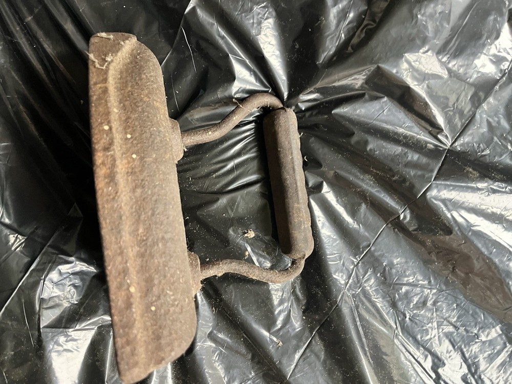 Antique Metal Flat Iron with Decorative Handle Coal Powered Brown