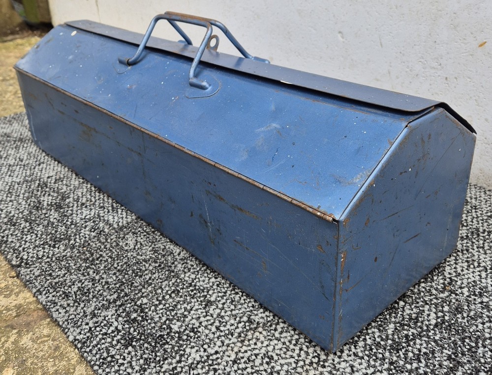 Vintage Talco Tool Box Metal Engineering Blue 24” Toolbox Made in England