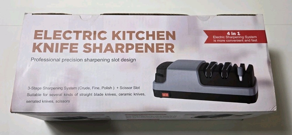 Electric Kitchen Knife Sharpener. 3-Stage Sharpening System.