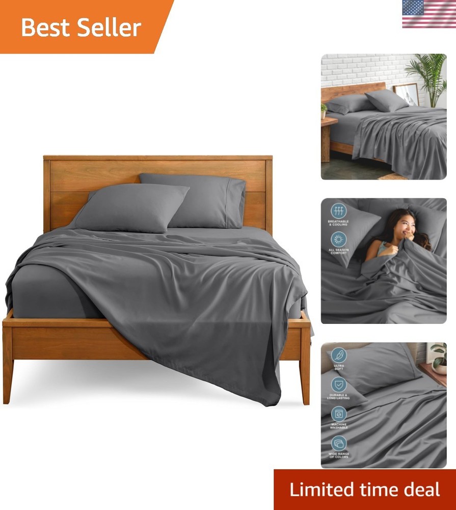 Lavish 1800 Thread Count Queen Microfiber Sheet Set - Ultra-Soft Luxury Grey
