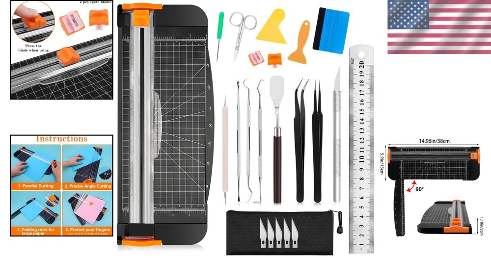 Comprehensive 23PCS Craft Tool Set with Paper Cutter for Vinyl Projects