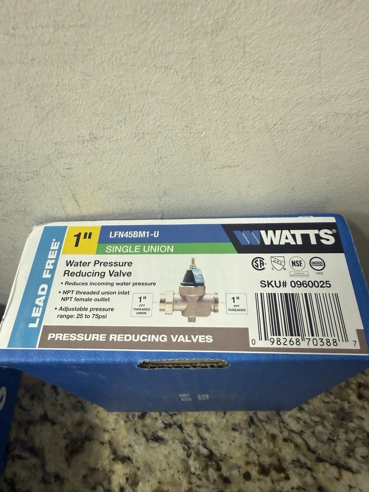 New Watts LFN45BUM1 1 inch Water Pressure Reducing Valve EDP 0960025 NPT x NPT